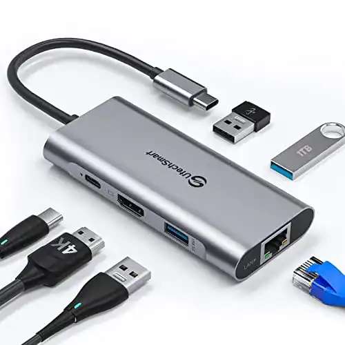 Utechsmart USB-C Hub mit HDMI und Ethernet, 6 in 1 Multiport Adapter