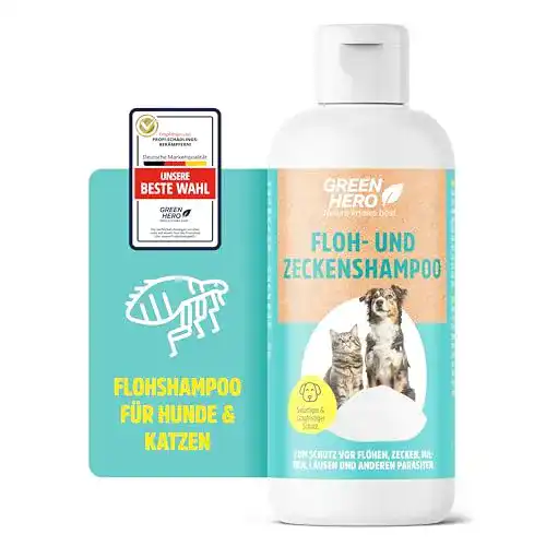 Floh- und Zeckenshampoo für Hunde und Katzen von Green Hero