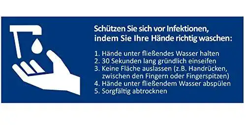 Aufkleber Hände waschen, 5 Stück Hinweis Aufkleber zur Handhygiene