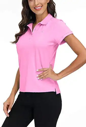 Damen Poloshirt MoFiz Kurzarm aus Baumwolle mit Button-Down-Kragen
