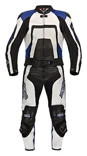 Motorradbekleidung XLS Lederkombi Zweiteiler in Blue Carbon Schwarz