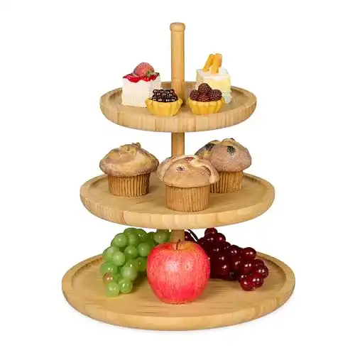 Etagere Relaxdays Bambus H: 25 cm D: 30 cm 3-stöckig, aus Holz