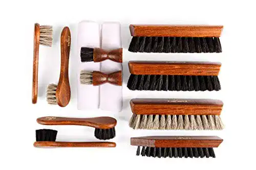 Schuhputzset Biped 12-teilig für Glattleder mit Holz Bürsten
