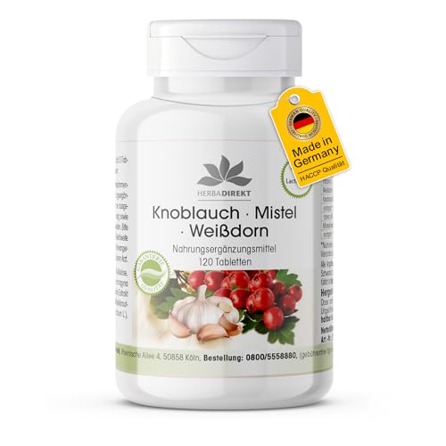 Knoblauch-Mistel-Weißdorn-Kapseln mit Vitamin C – 120 Tabletten