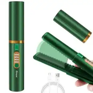 Mini Glätteisen Kabellos von Zirzoe 2 in 1 für Locken und Glätten