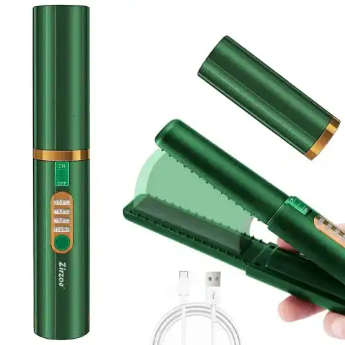 Mini Glätteisen Kabellos von Zirzoe 2 in 1 für Locken und Glätten