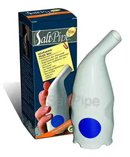 Salzinhalator Saltpipe mini – Weiß mit blauem Punkt, 180 Gramm