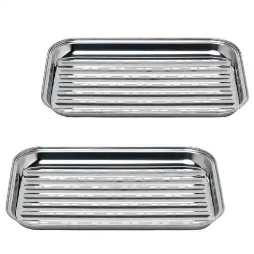 Gourmeo Grillplatte BBQ Grillschalen 2er Set aus Edelstahl