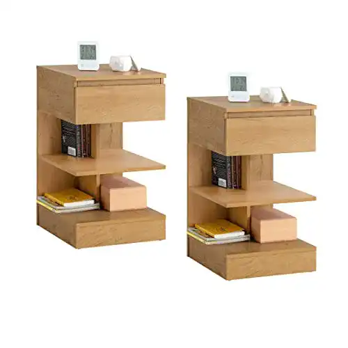 Sobuy Nachttisch schmal 2er Set mit Schublade und Ablagen