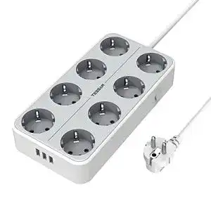 Steckdosenleiste mit USB von TESSAN, 8-fach Mehrfachsteckdose