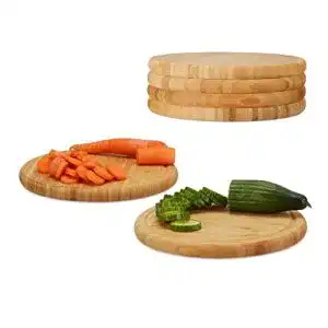 Frühstücksbrettchen Set aus Bambus, rund, 25 cm, 6 Stück
