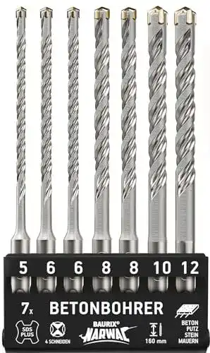 SDS-Plus Metallbohrer-Set BAURIX 7-teilig