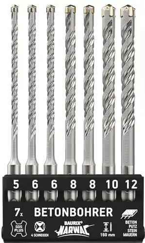 SDS-Plus Metallbohrer-Set BAURIX 7-teilig