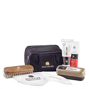 Schuhputzset Solitaire Schuhpflege-Set mit praktischer schwarzer Tasche
