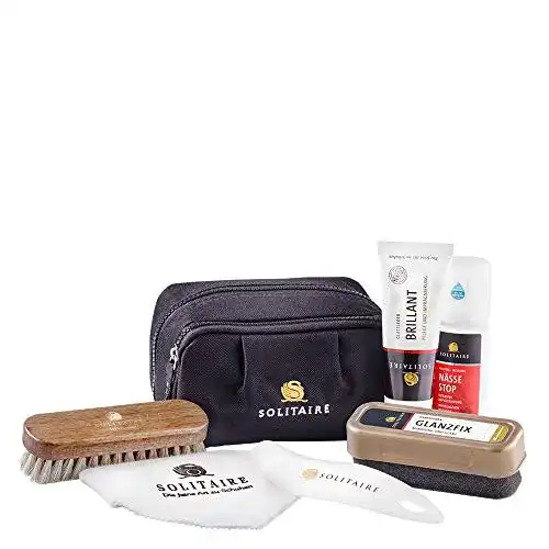 Schuhputzset Solitaire Schuhpflege-Set mit praktischer schwarzer Tasche