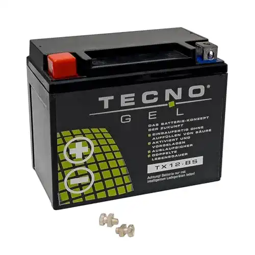 Motorradbatterie 12 V 12 Ah Wirth-Federn Tecno-Gel für YTX12-BS