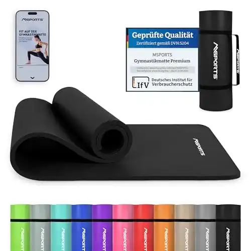 Yogamatte MSPORTS Gymnastikmatte Premium mit Tragegurt
