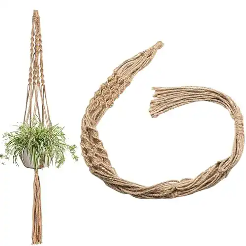Makramee Blumenampel Eyerayo aus Jutegarn für Pflanzen