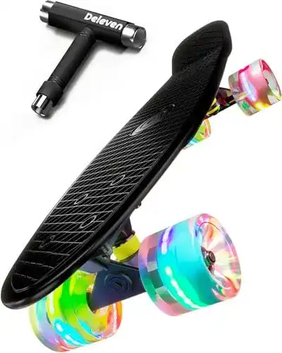 Penny Board D Deleven mit LED-Rädern und Skate Tool für Kinder und Erwachsene