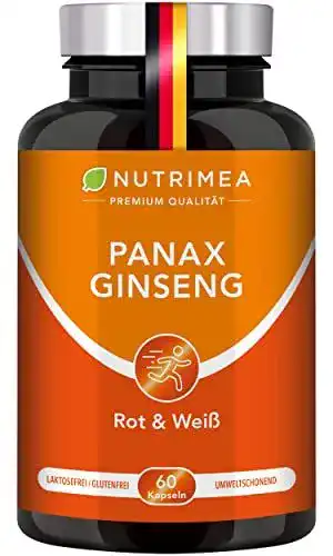Ginseng Kapseln von Nutrimea mit Bio Rotem und Weißem Ginseng