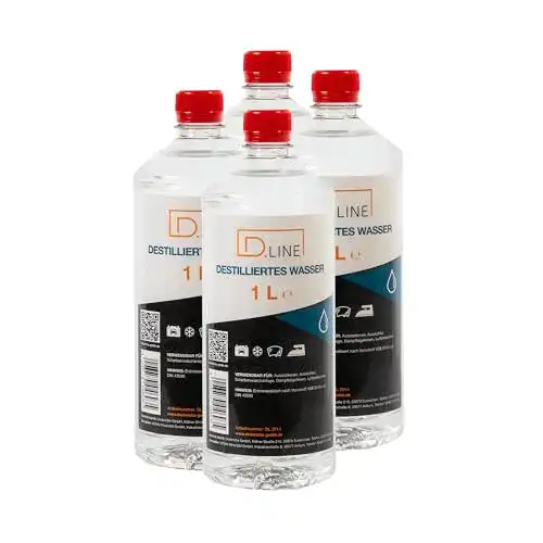 Destilliertes Wasser D.Line 4x 1 Liter – Entmineralisiertes Wasser