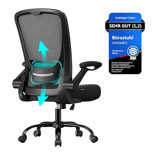 Songmics Bürostuhl mit Netzbespannung, ergonomisch und verstellbar