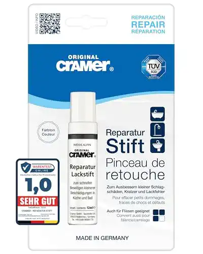 Badewannen Reparaturset Cramer Lackstift weiß alpin 080 Emaille
