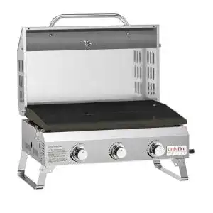 Plancha-Grill Onlyfire Tischgasgrill mit 3 Brennern aus Edelstahl