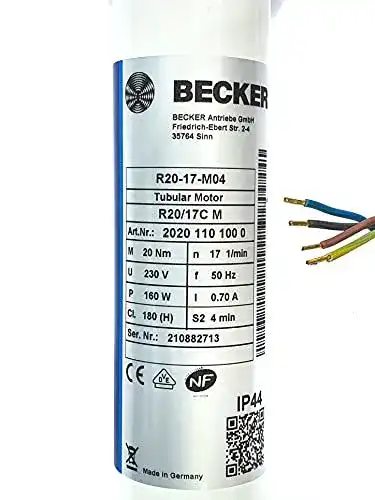 Becker Rollladenmotor für Markisen und Rolläden mit 20 Nm Drehmoment