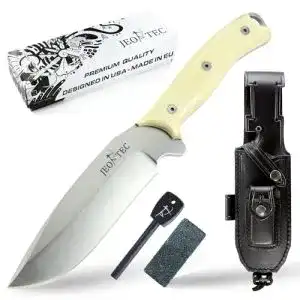 Jeo-Tec Nº9 Full Tang Outdoor Camping Gürtelmesser mit Lederscheide