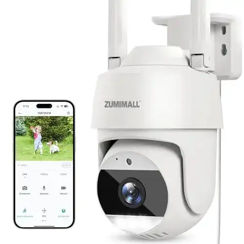 ZUMIMALL 360 Grad Kamera für die Außenüberwachung mit 2K Auflösung