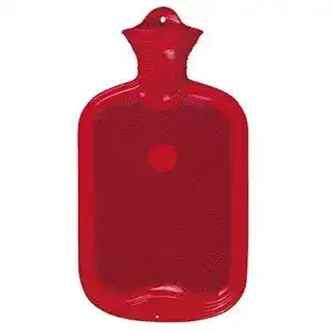 Wärmflasche aus Gummi mit Halblamelle, 2 Liter, rot