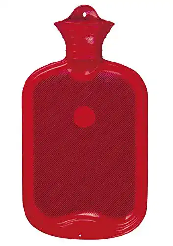 Wärmflasche aus Gummi mit Halblamelle, 2 Liter, rot