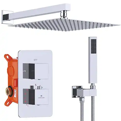 Homelody Duschsystem mit Regendusche und Thermostat Unterputzarmatur
