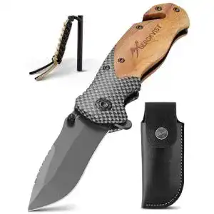 Titanmesser Bergkvist K19 Klappmesser mit Holzgriff und Titanium für Outdoor