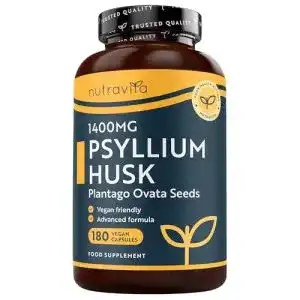 Flohsamenschalen Kapseln Nutravita 1400 mg aus Plantago ovata
