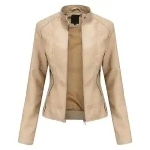 Lederjacke für Damen im Kurzdesign aus Kunstleder für Übergangszeiten