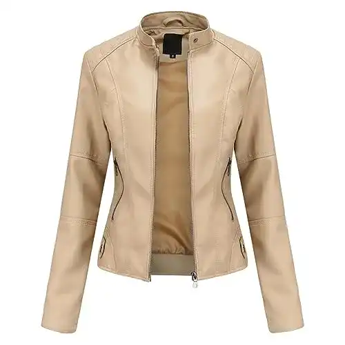 Lederjacke für Damen im Kurzdesign aus Kunstleder für Übergangszeiten