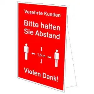 Abstand halten Aufsteller für Theken, Tische und Kassen