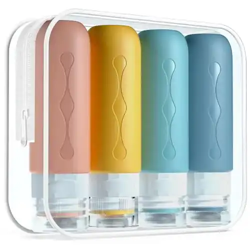 Reiseflaschen Gemice Silikon 90ml Set, 4 Stück auslaufsicher