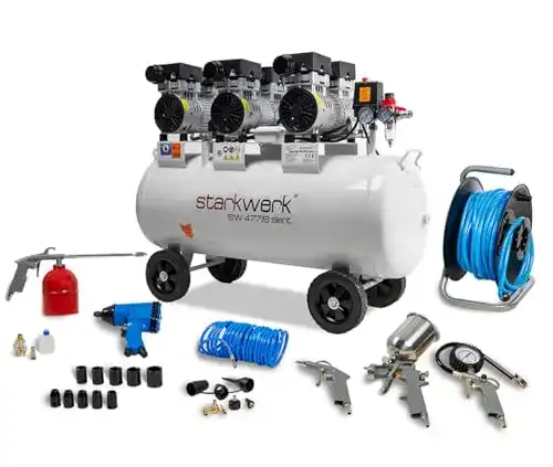 Starkwerk SW 477/8 Flüsterkompressor 100L – Leiser Druckluftkompressor