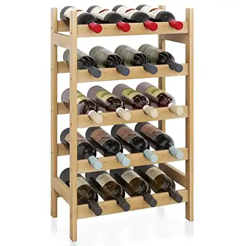 Weinregal SMIBUY aus Bambus für 20 Flaschen – 5-stöckiges Design