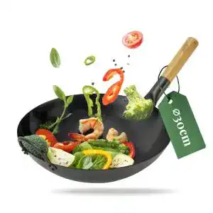 Carbonstahl-Pfanne Pasoli handgehämmerter Wok mit Rezept-E-Book