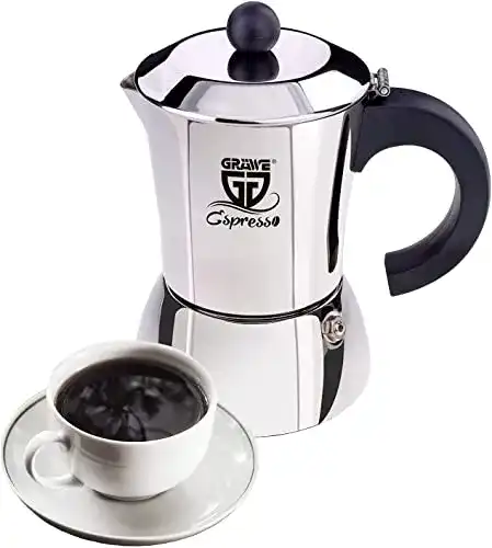 Espressokocher von GRÄWE aus Edelstahl für Induktion – 6 Tassen