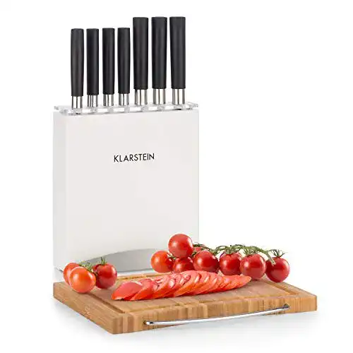 Klarstein 7-teiliges Messerset mit Holzblock und Küchenmessern