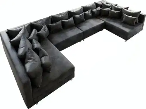 Wohnlandschaft Delife Couch Clovis XL in Anthrazit mit Antik Optik