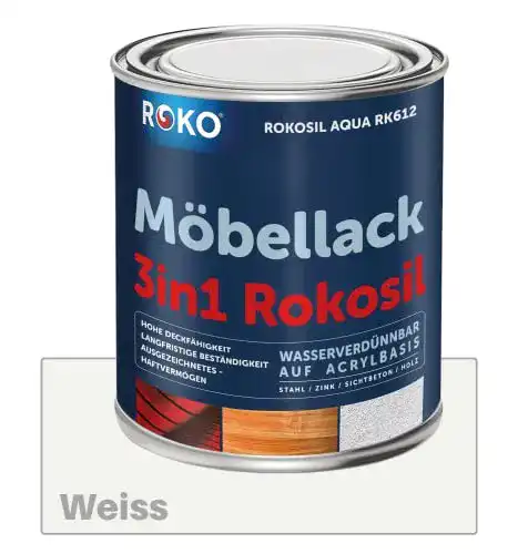Möbellack Roko 0,7 Kg Seidenmatt Weiß umweltfreundlich 3in1