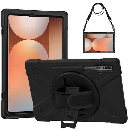 Gerutek Hülle für Samsung Galaxy Tab S7 mit Stifthalter und Schultergurt