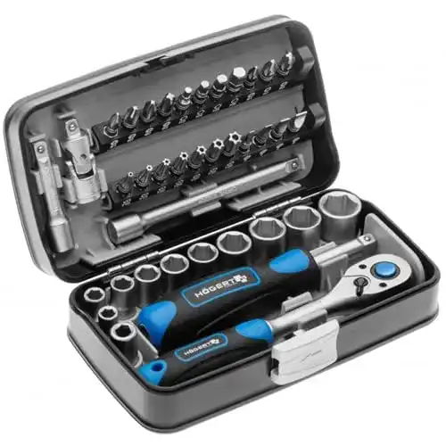 Mini-Ratschen-Set von Högert Technik Werkzeugset mit Steckschlüsseln und Bits