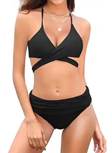 Bikini Set Damen von SHEKINI mit Neckholder und Push Up Oberteil